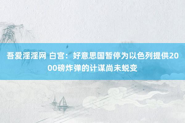 吾爱淫淫网 白宫：好意思国暂停为以色列提供2000磅炸弹的计谋尚未蜕变