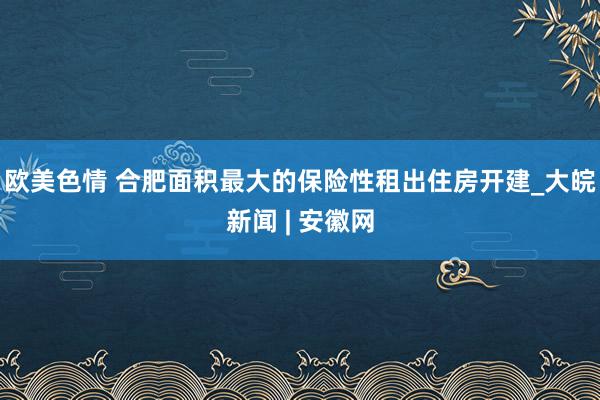 欧美色情 合肥面积最大的保险性租出住房开建_大皖新闻 | 安徽网