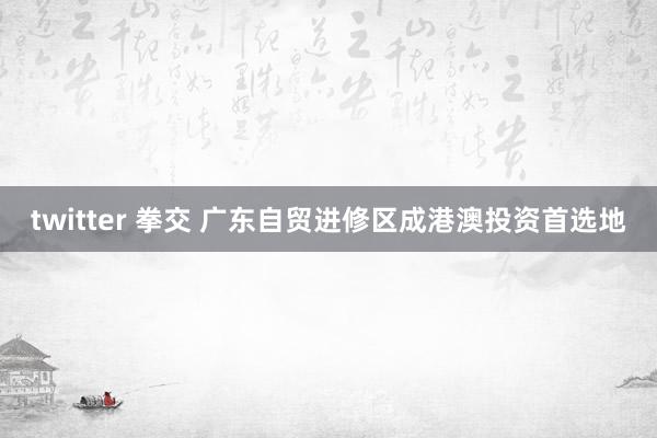 twitter 拳交 广东自贸进修区成港澳投资首选地